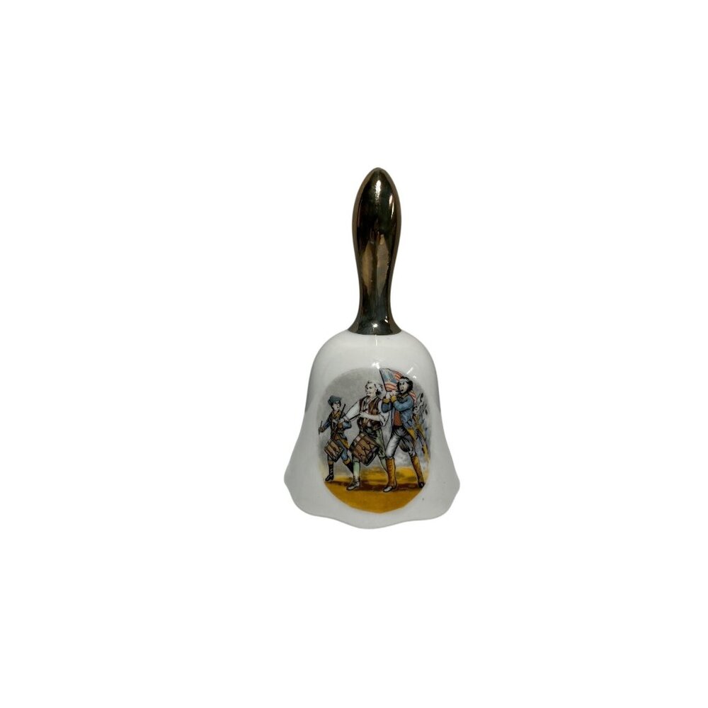 Vintage American Revolution Bicentennial Porcelain Bell "Spirit of '76" Scene